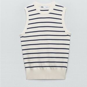 Zara Striped Sleeveless Top - White and Navy